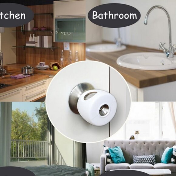 Child Proof Door Knob Covers, 4-Pack Door Knob Safety Cover for Kids, Door Locks - Picture 4 of 7